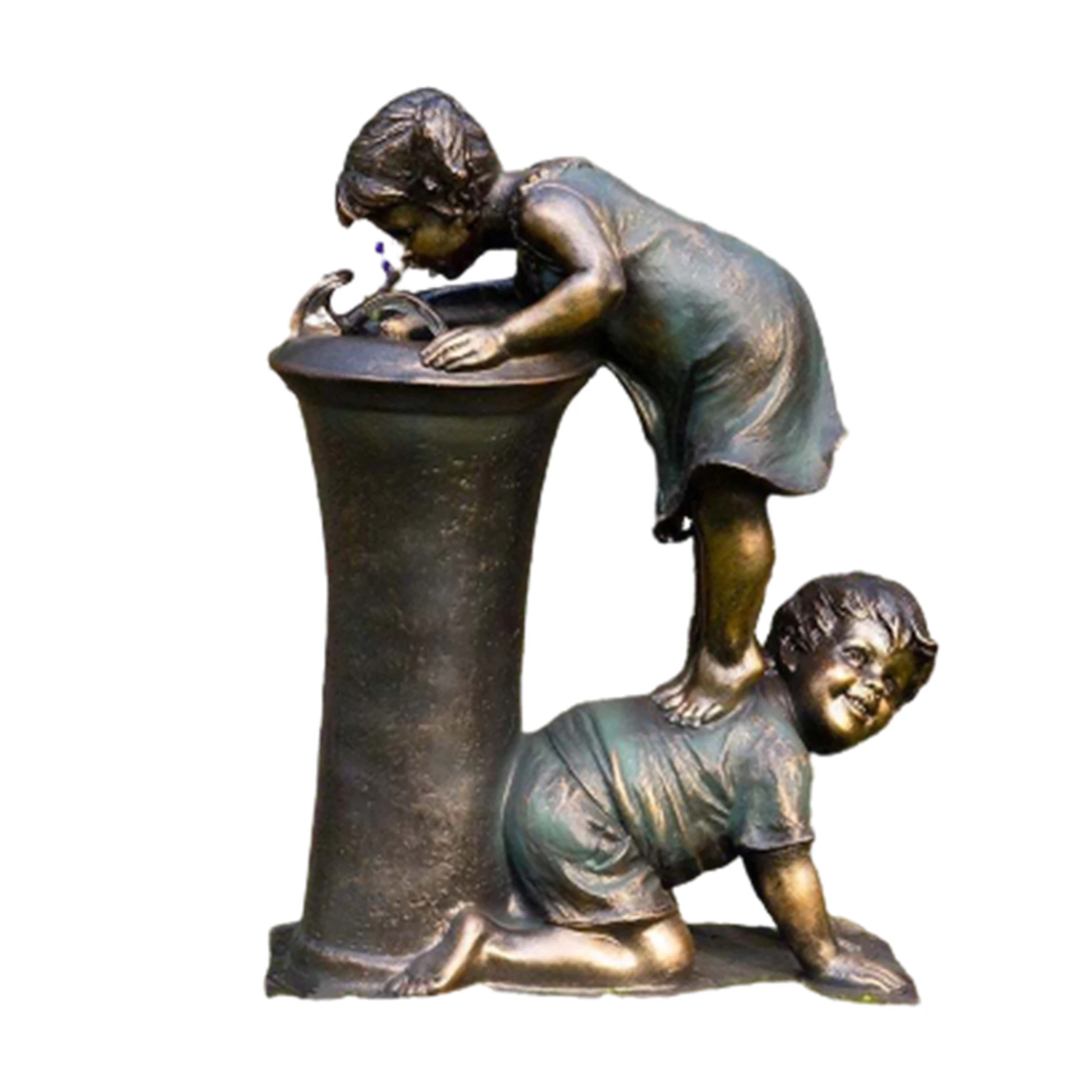 

Boys Girls Splashing Gardening Ornaments Multi Size Decoration Durable Bronze Appearance Windproof Rust For Lawn Ornaments