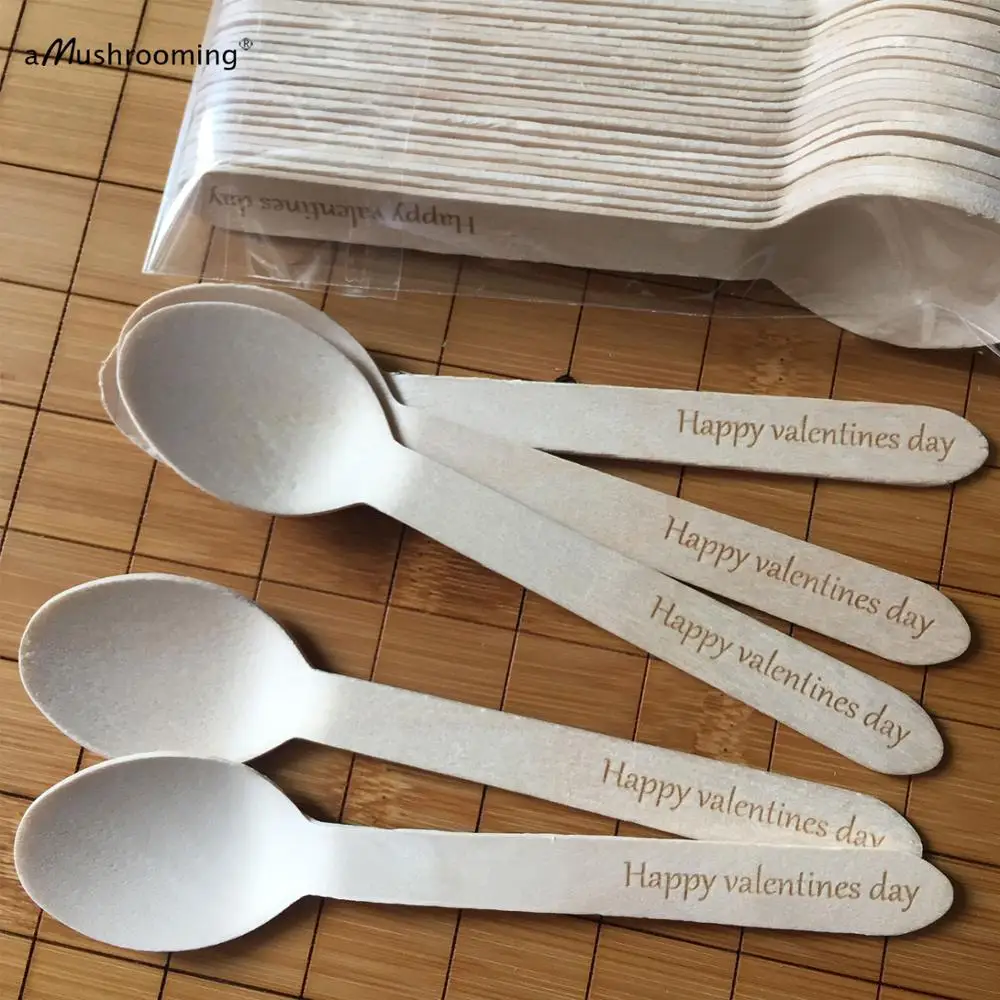 Деревянные ложки с гравировкой на День святого Валентина Сервировочные Ложки вечерние кейтеринга