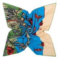 matagorda 130 130cm big kerchief 100 silk twill scarves lake flowers pattern shawls and wraps scarfs for ladies hijab scarf