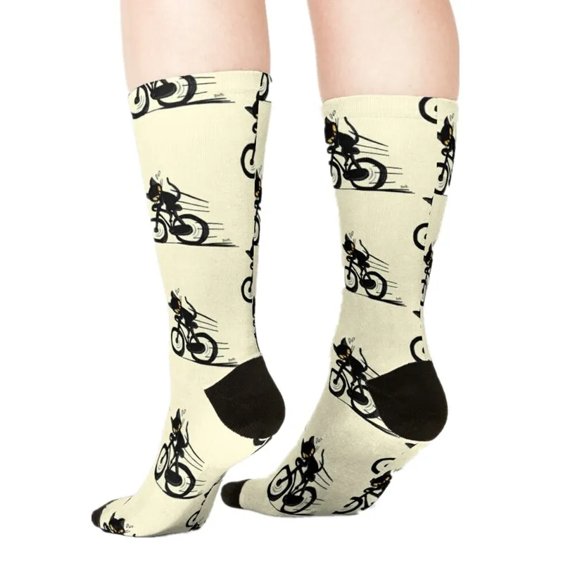 

Women's socks kawaii Challenge Accepted Black Printed Socks Woman harajuku Happy Funny Novelty cute girl gift Socks for women