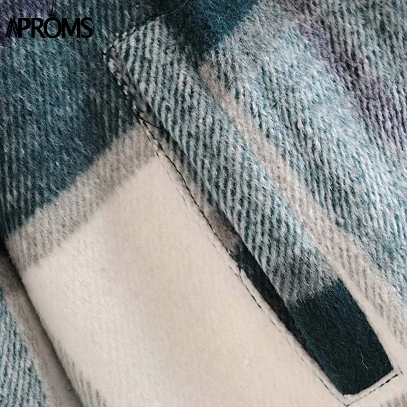 Aproms зеленые белые клетчатые куртки больших размеров женские модные пальто с