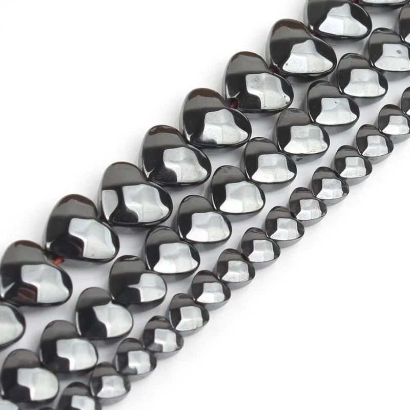 Граненые бусины в форме сердца из натурального черного гематита разделитель для
