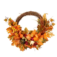 halloween wreath artificial maple leaf wreath berry pumpkin simulation hanging decor halloween decor thanksgiving autumn wreath