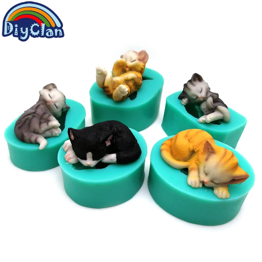 

3D Kittens Silicone Fondant Cake Molds Lovely Cat Chocolate Sugarcraft Mould For Cupcake Decorating Animal Baking Tools Kitchen