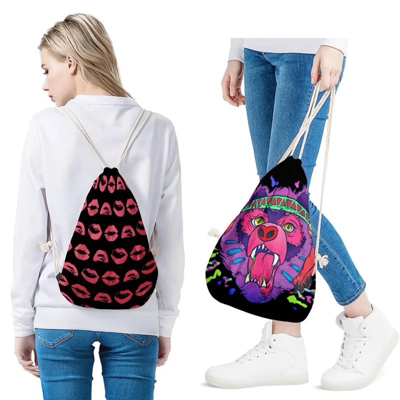 Рюкзак женский на шнурке с 3D-принтом в виде слона | Багаж и сумки