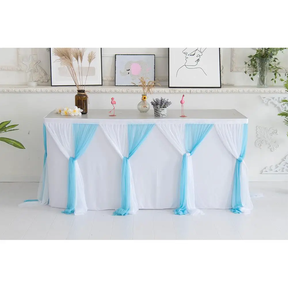 Полосатая стильная юбка для стола круглого прямоугольного вечеринки в честь Дня