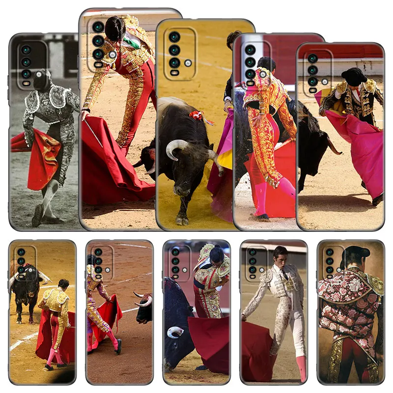 Spain Corrida De Toros Phone Case For Xiaomi Redmi Note 11 10 9 8 T Pro 10S 5G 9A 9C 9S Soft TPU Black Cover Coque Funda