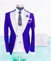 szmanlizi 2021 royal blue business party formal men suits big peaked lapel 3 piece custom made groom wedding tuxedos for men