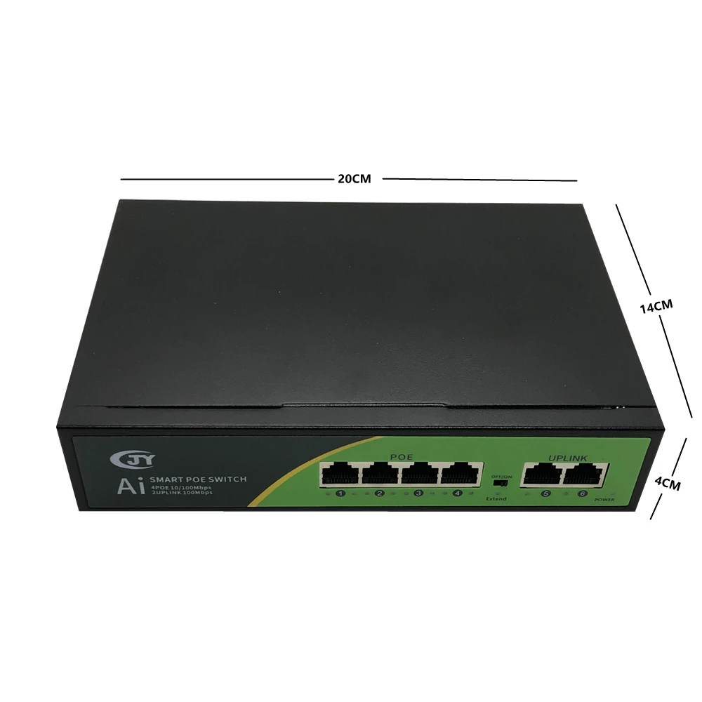 Коммутатор Ethernet с поддержкой POE 10/100 Мбит/с 4 порта + 2 переключателя Uplink 52 в а 72 Вт