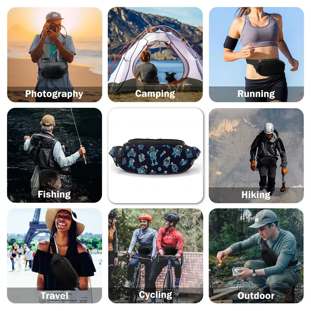 

Mr Robot Waist Bag Polyester Funny Waist Pack Fisherman Naturehike Bag