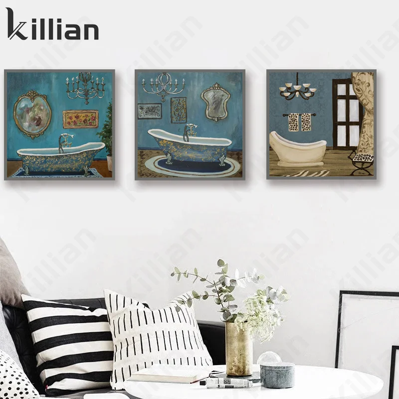 

Bathroom Home Decoration Abstract Bathtub Bathroom Realistic Art Painting Home Decor Loft Retro Posters On The Wall
