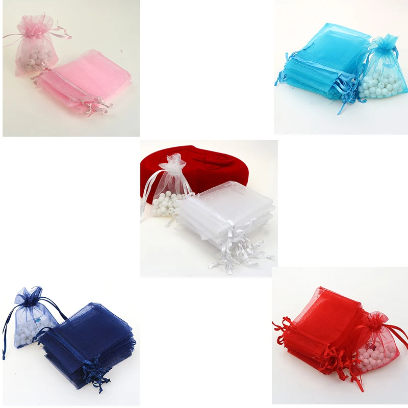 100 шт./лот 7x9 см оптовая продажа разные цвета мешочки из органзы для свадебной