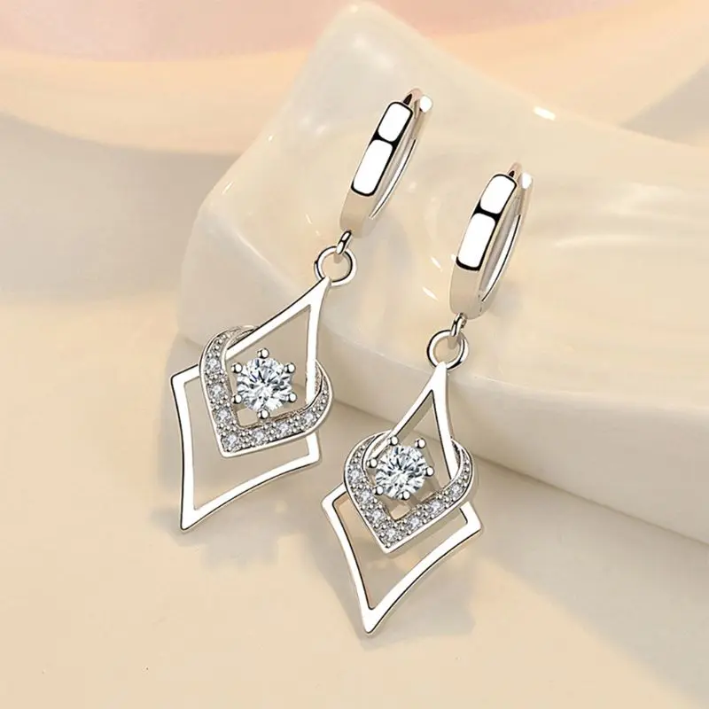 

Shiny Wedding Stud Earrings Sterling Earrings Jewelry For Women Friend Gift