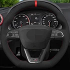 Сшитый вручную черный замшевый чехол для Seat Leon Cupra R Leon ST Cupra Ateca FR, чехол рулевого колеса автомобиля