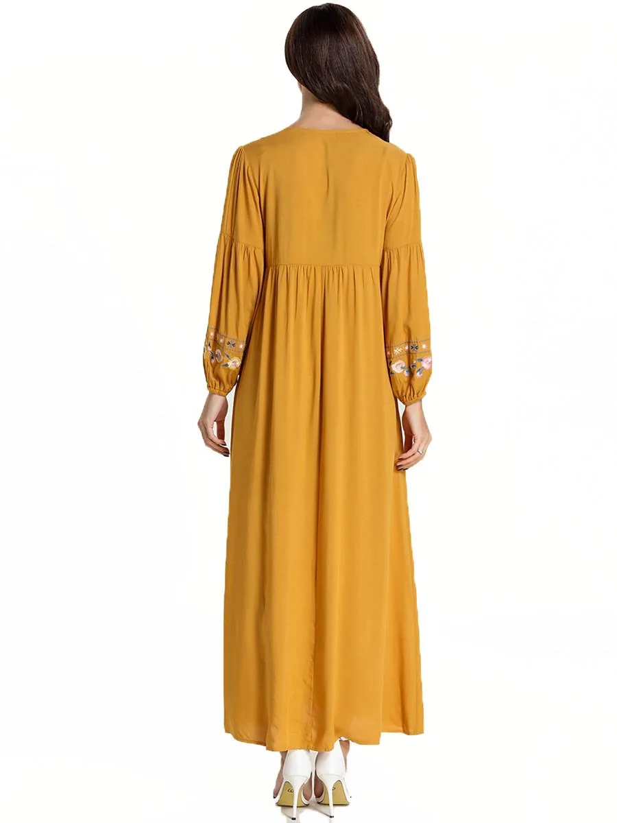 Марокканское платье кафтан модное простое абайя большого размера женское желтое