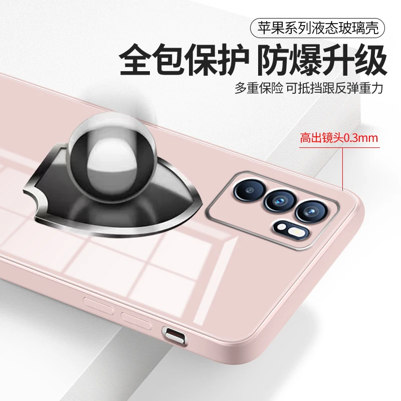 Мягкий Квадратный чехол из жидкого силикона для OPPO Reno 6 Pro Plus мобильный телефон Reno6