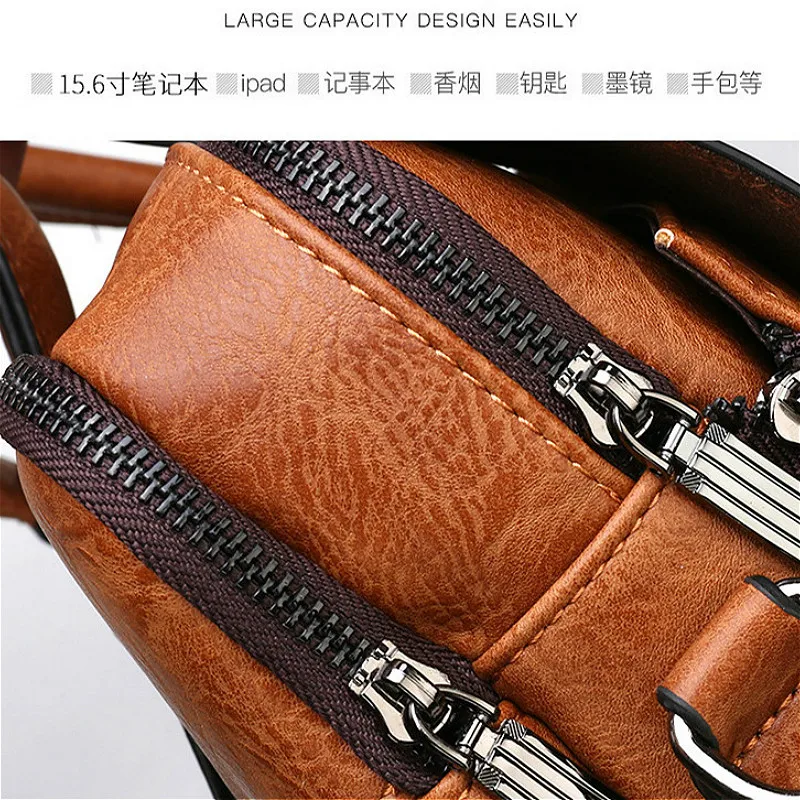 Мужская сумка через плечо из искусственной кожи винтажная деловая Большая