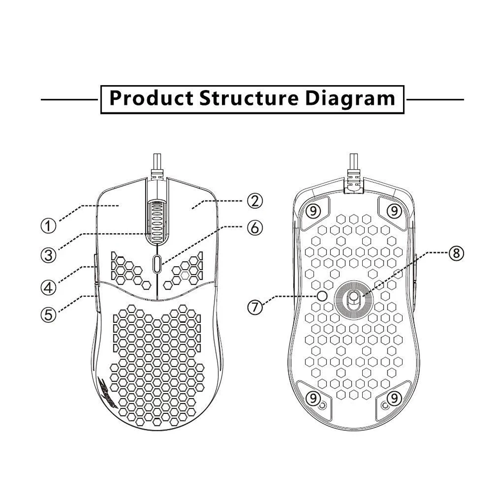 

16000DPI RGB Wired Gaming Mouse 7 Buttons Honeycomb Programmable 5 Levels Adjustable Laser Mice for Computer PC Laptop Gamer