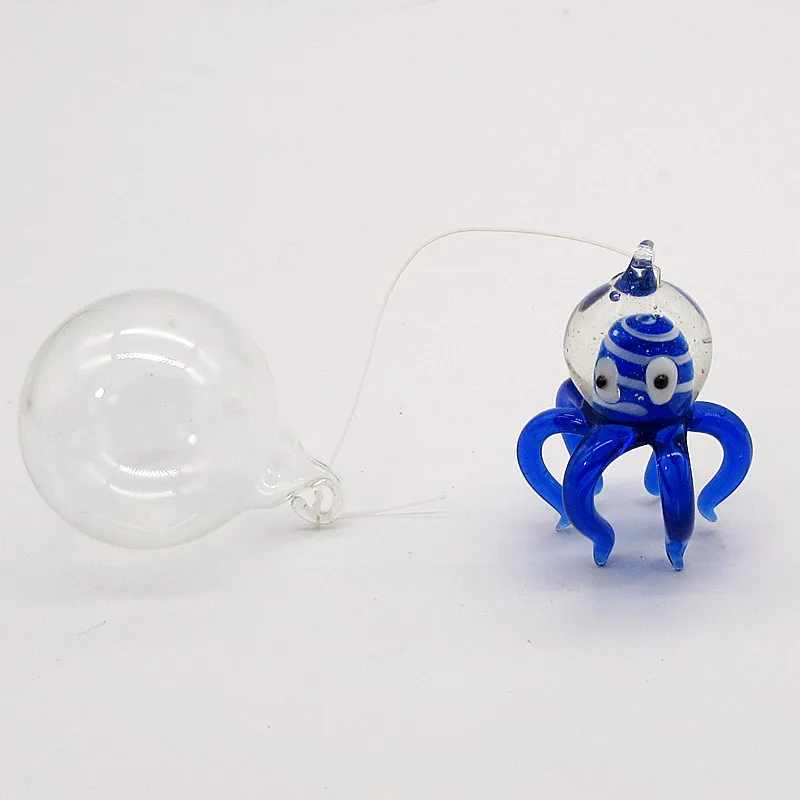 Orange Aquarium Floating Blown Glass Bubble octopus figurine Micro Fish Tank Landscape Ornament Decoration Aquatic Supplies | Дом и сад