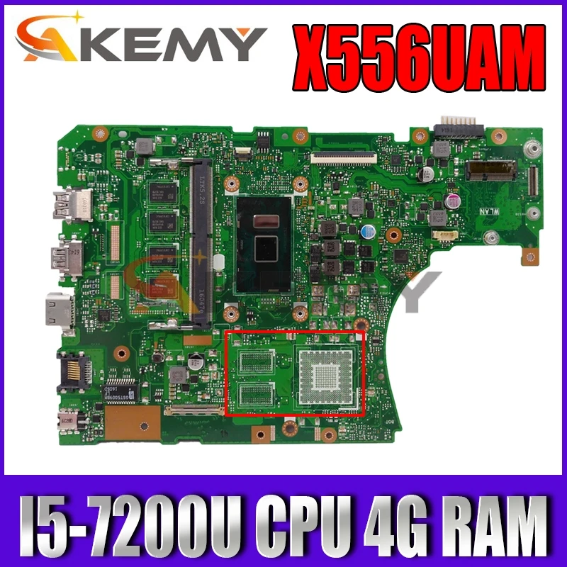 

For Asus VivoBook X556UA X556UAM X556UAK X556UV X556U laptop motherboard mainboard with I5-7200U CPU 4G RAM DDR4 test full 100%