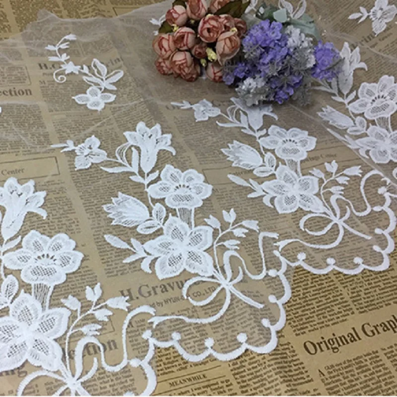 Распродажа Цветочные кружевные ткани ленты с отделкой Тюлевое платье Сделай Сам