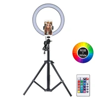 selfie stick ring fill light dimmable telescopic phone clip ring lamp with stand tripod for makeup video live studio