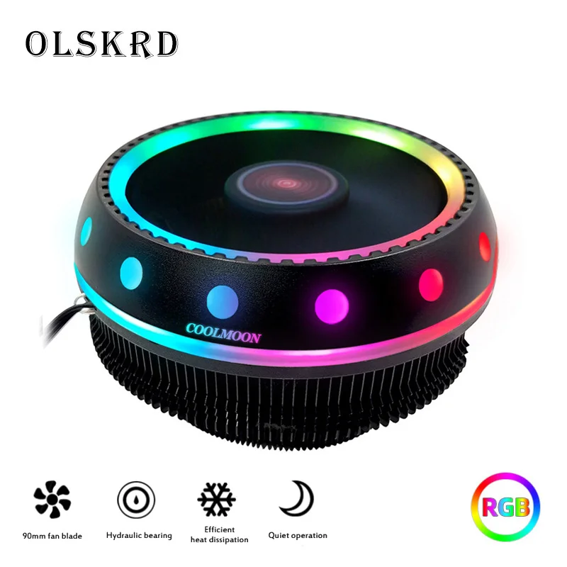 Olskrd UFO тип компьютера CPU RGB кулер для intel LGA 1150 1151 1155 1156 AMD беззвучный радиатор