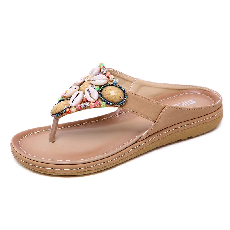 

Retro Outdoor Beach Sandals 2021 New PU Ladies Summer Casual Soft-Slip Non-Slip Sandals Durable Sandals