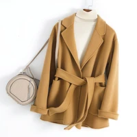 autumn and winter new double sided cashmere coat womens short short small korean style slim suit collar woolen coat thickened