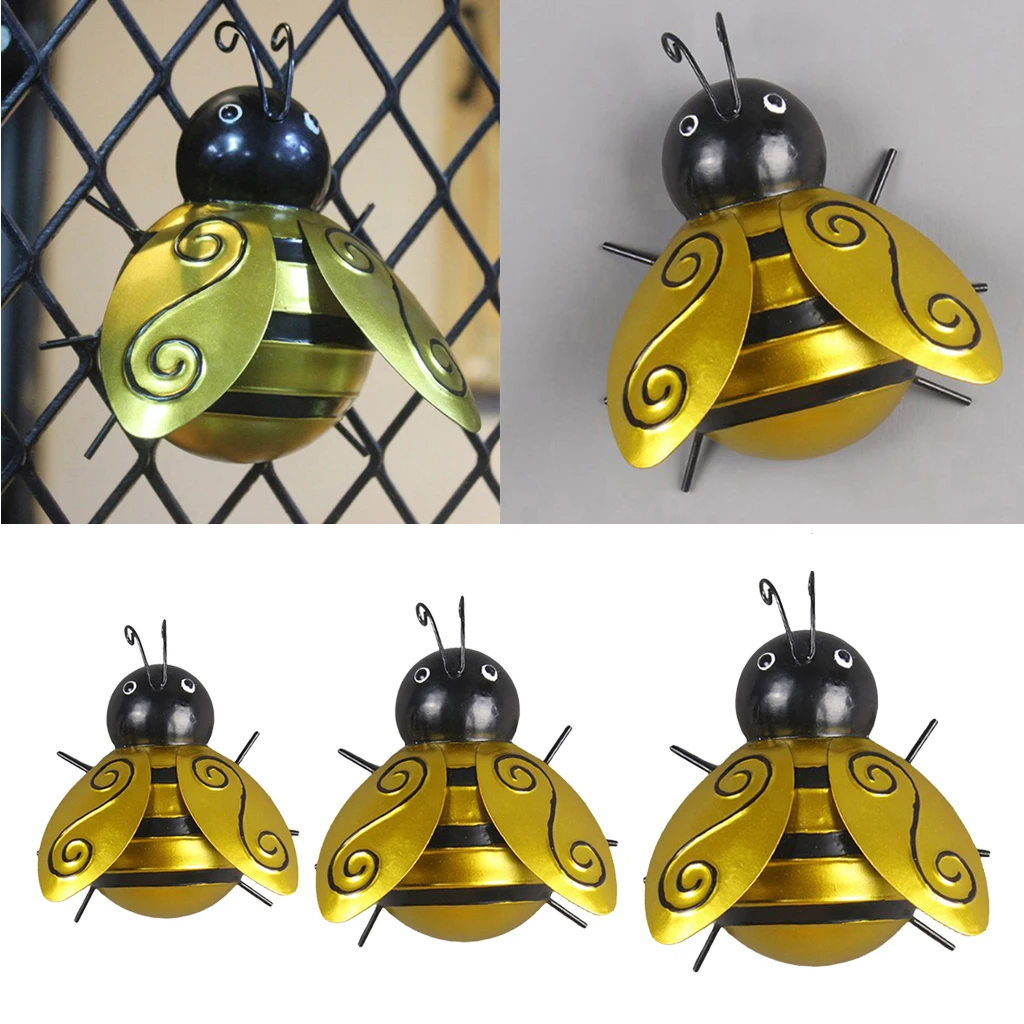 

Chic Metal Wall Art Bee Sculpture Wall Hanging Ornaments for Garden Patio Decor