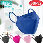 50 шт. смешанных цветов ffp2mask kn95 маски ce Fish mascarillas ffp2reмногоразовые взрослые kn95 маски одобренные гигиенические маски fpp2