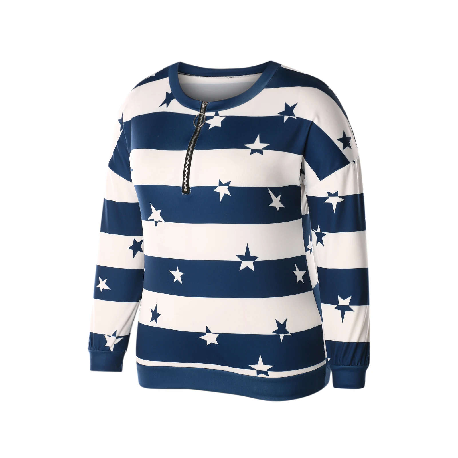 hirigin Plus Size Female Pullover Striped/ Star Print V-Neck Shirt Long Sleeve Blouse Tops for Summer Fall S-5XL | Женская одежда