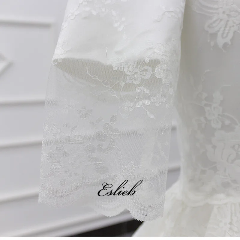 

Eslieb wedding dress 2020 Muslim wedding dress with full lace sleeves real work Short Sleeves Ball Gown Wedding dresses