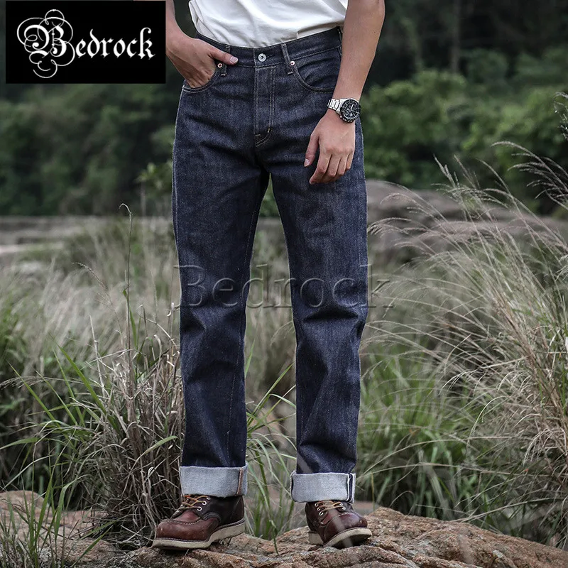 

MBBCAR 14oz немытые джинсы, Южный Китай, тигр, крупный рогатого скота, джинсы для мужчин, индиго, необработанные джинсы, винтажные джинсы, прямые б...