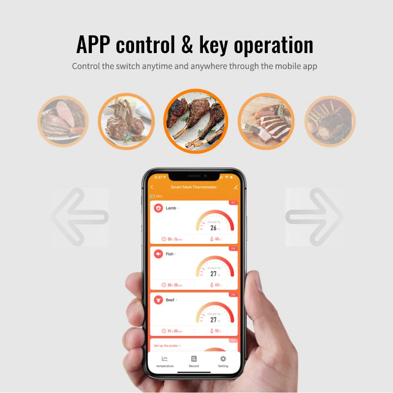 

Tuya Meat Food Steak Thermometer Grill BBQ Smoker Rotisserie Kitchen APP Smart Digital Barbecue Accessories Bluetooth-compatible