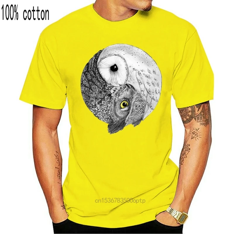 Футболка мужская с рисунком совы уникальная тенниска 3D принтом Инь Янь