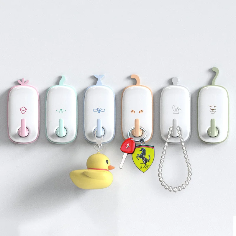 6pcs Hook Key Holder Wall Home Cartoon Animal Tail Sucker Multifunction Strong No Trace Decoration | Дом и сад