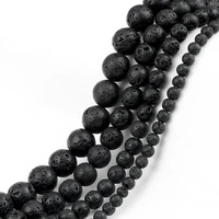 black lava stone beads round loose handmade natural volcanic bead rock wholesale for diy jewelry making bracelet 4 6 8 10mm size