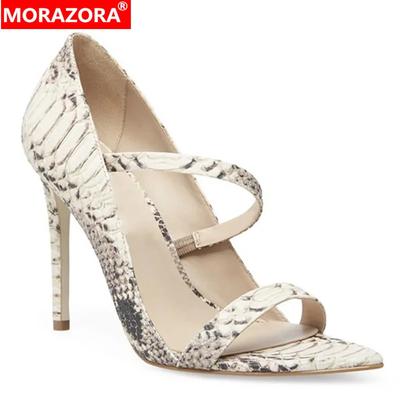 MORAZORA/Популярные Модные женские босоножки со змеиным узором Летняя обувь без