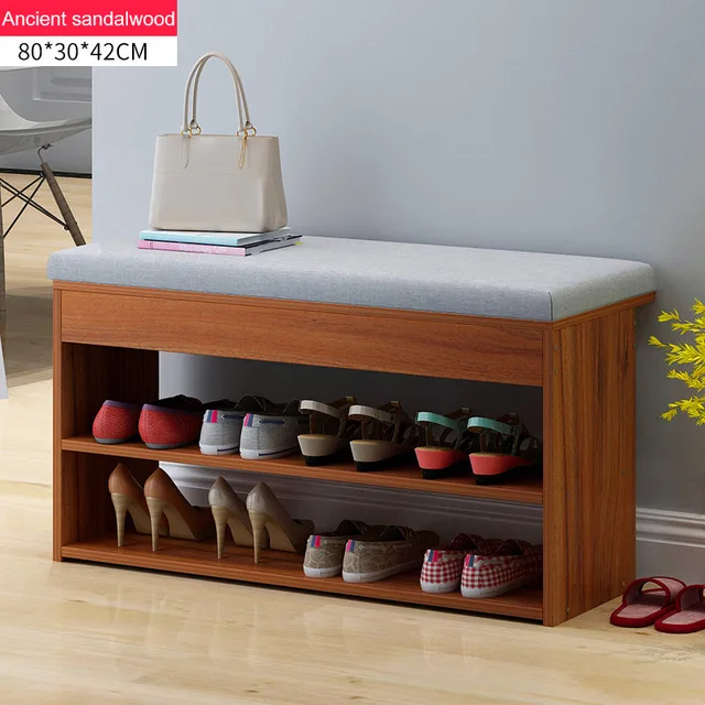 A Nordic Creative Entrance Shoe Bench Storage Stool Multi-function Double-layer Shoe Rack Living Room Sofa Stool - Цвет: A