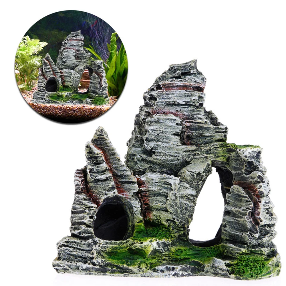 1 шт. аквариум с видом на горы украшение мох дерево дом Смола пещера рыбами Танк