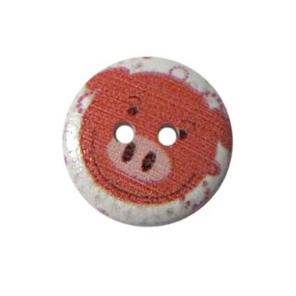 Пуговицы деревянные &quotФауна&quot 15 мм 100 штук рисунок: Свинка (количество товаров в