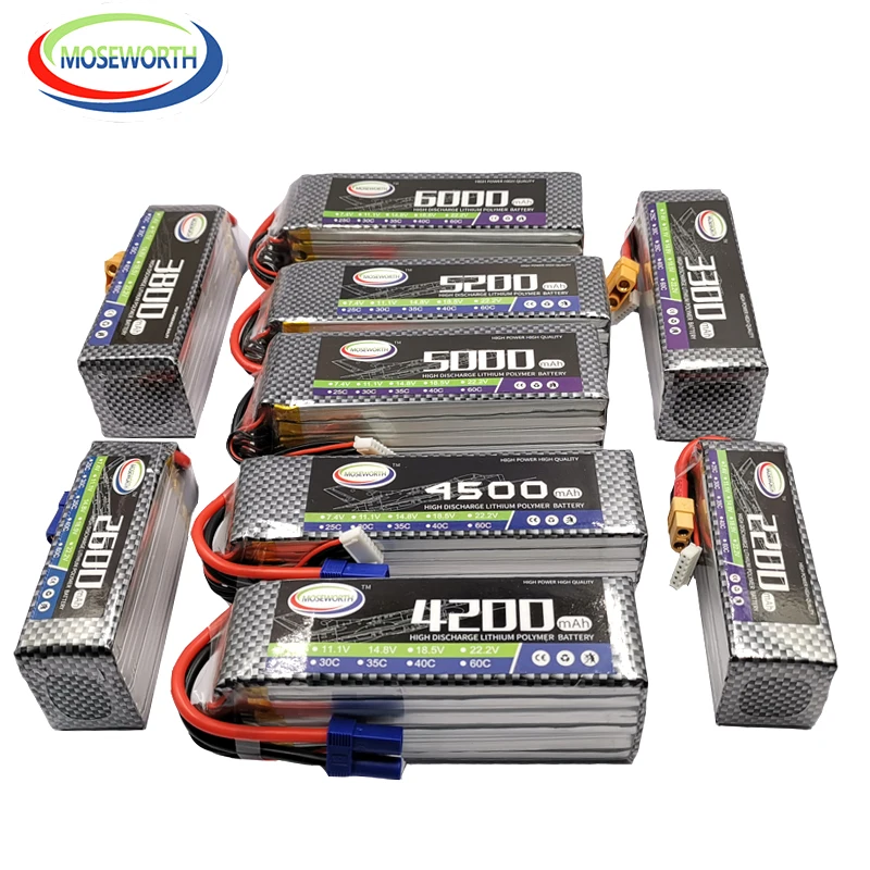 

2S 3S 4S 6S 7.4V 11.1V 14.8V 22.2V 1300 1500 1800 2200 3500 4200 5200 6000mAh 30C 40C 60C RC Toy LiPo Battery RC Airplane Drone