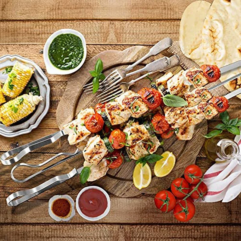 

Premium Kabob Skewers, 10 Pieces 17 Inch Stainless Steel Grilling Skewers, Flat Metal Barbecue BBQ Skewers for Grilling
