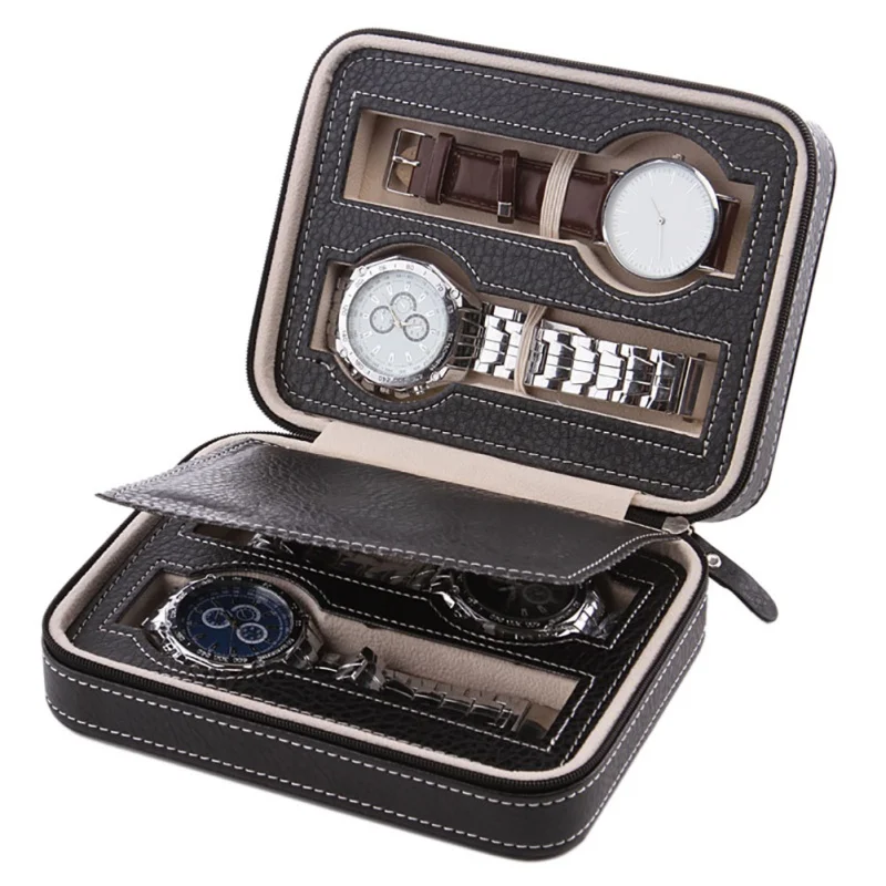 

Portable Travelling Watch Storage Bag 2 4 Slot /Grids Leather Watch Box Watches Display Box Case Jewelry Collector Case Gift