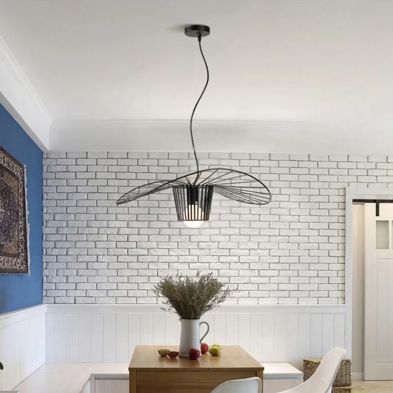 Lámpara de paja con sombrero de diseñador de celebridades, luces de red con personalidad creativa de estilo nórdico, modernas y minimalistas para sala de estar, dormitorio y comedor, ha