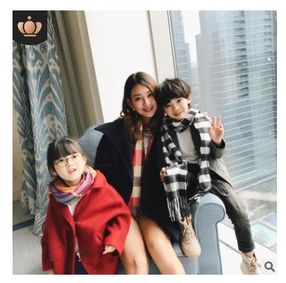 Осенне-зимний новый шарф имитация кашемира детский клетчатый для родителей и