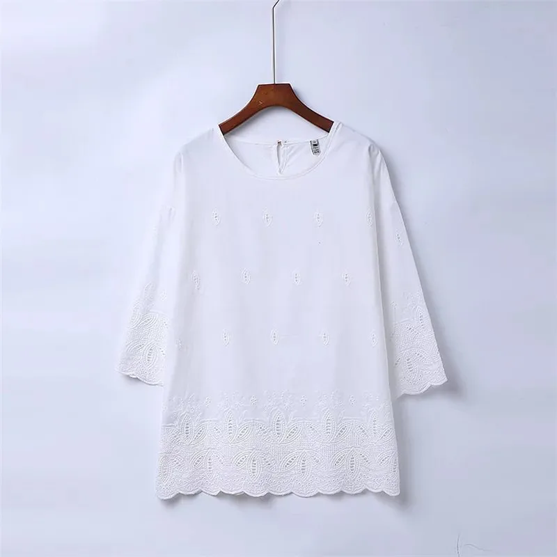 3XL-6XL Модные женские футболки больших размеров, свободные хлопковые футболки с круглым вырезом и принтом, топы с рукавом три четверти, Vetement Femme