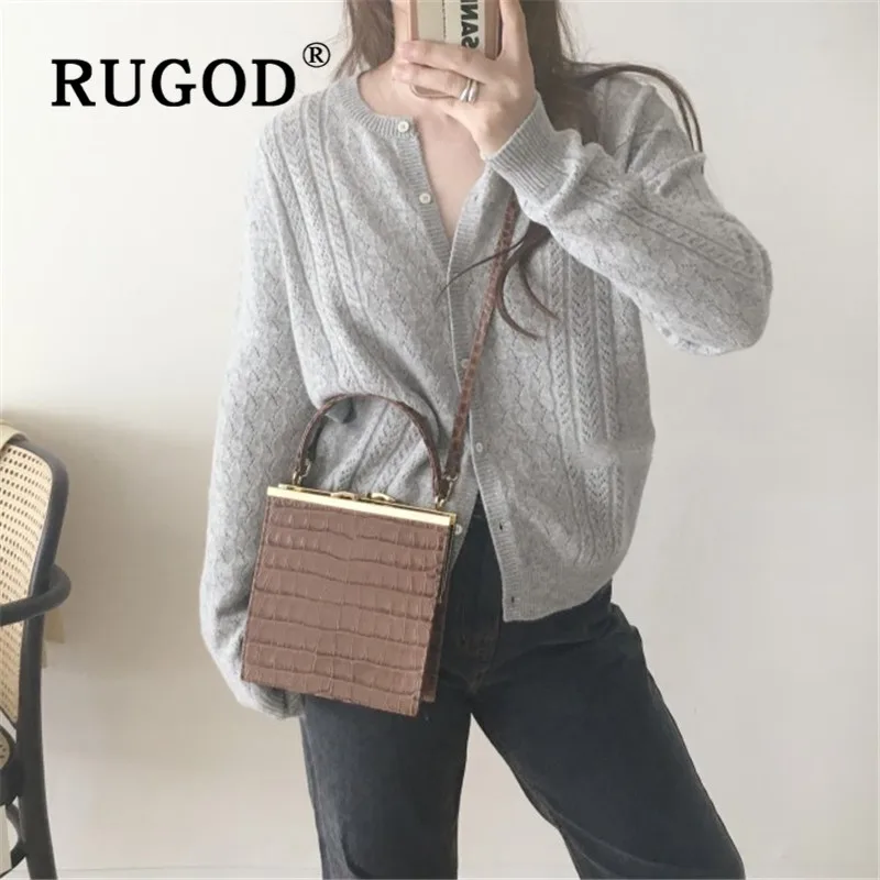 RUGOD однотонный вязаный кардиган ажурный свитер женские свитера 2019 зимние топы