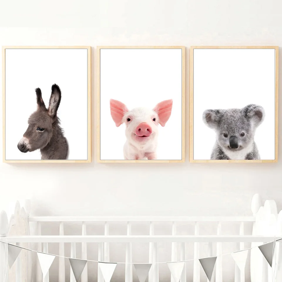 Настенная Картина на холсте плакаты принты в скандинавском стиле кролик Свинка